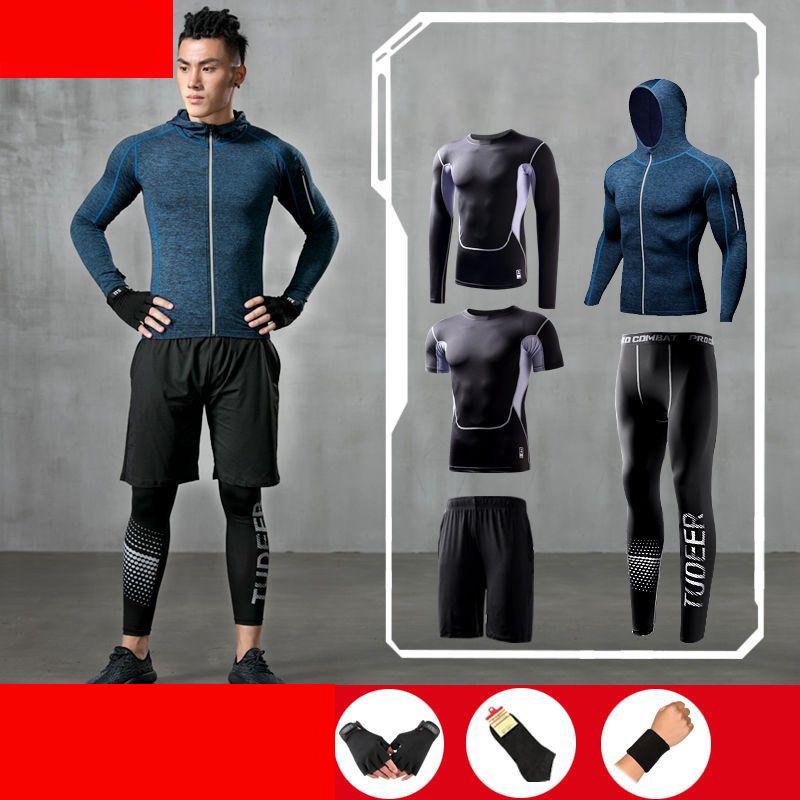 5Pcs Men's Gym Sportswear Running Track Suits Male Outdoors Suit Men Outdoor Jogging Sportswear