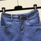 Denim Shorts Women's Summer Korean Style Loose and Thin Student Ruffled All-match High-waist Stretch Pants