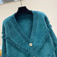 Chenille Cardigan Sweater Women's Spring and Autumn Long-sleeved Top Knitted Cardigan Coat