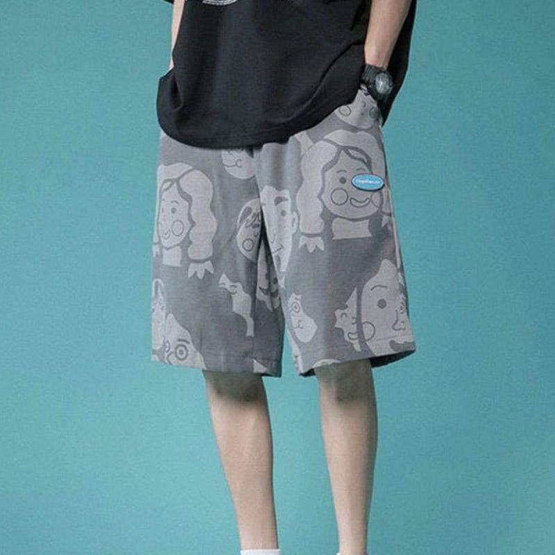 Summer Literary Casual Shorts Men Wear Hip-hop Five-point Pants Korean Version of The Trend Straight Loose Beach Pants