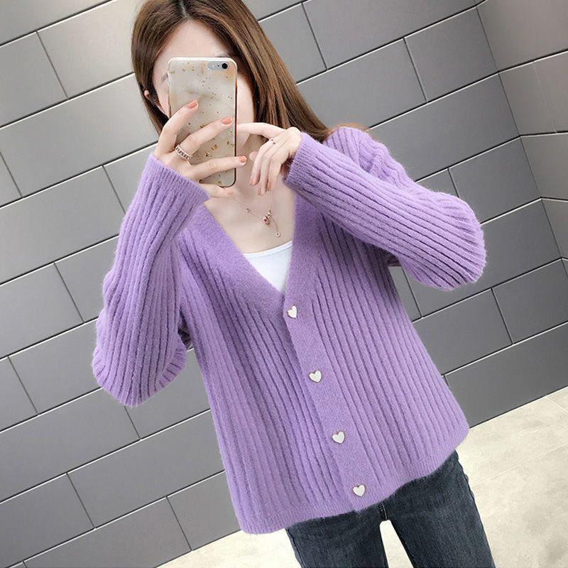 Autumn Short Knit Cardigan Sweater Ladies Sweater Loose All-match Small Fragrance Top