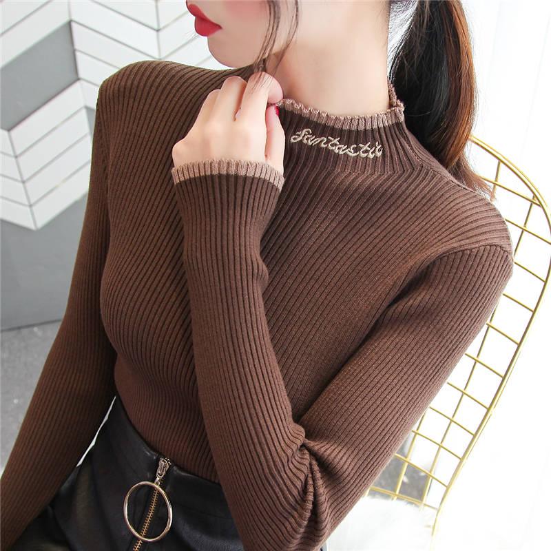 Sweater Women Knitted Pullover 2019 Long Sleeve Turtleneck Knitwear Fashion Slim Women Jumper