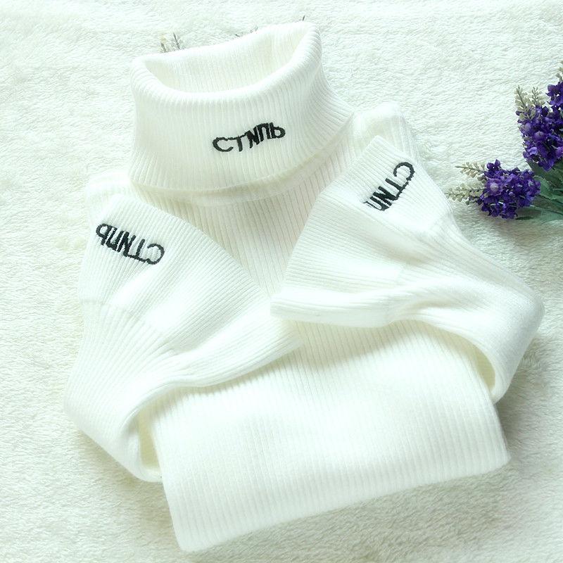 Turtleneck Women's Sweater Fashion Korean Loose Pullover Knit Bottoming Shirt Plus Velvet Pullover Beige Sweater Tops