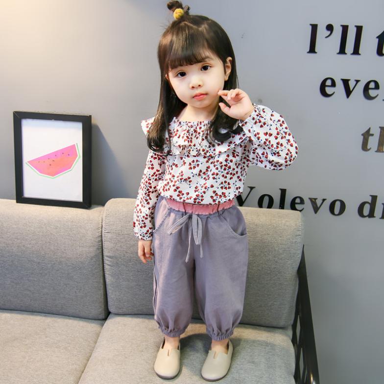Korean Version Long Sleeve Girls' Spring and Autumn Children's Wear Floral Suit for 0-1-2-3-4 Years Old Infants