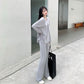 2PCS Women's Autumn Split Mid-Length Suit Casual Wide Long Sleeve Casual Sports Suit Loose Long Sleeve + High Waist Wide Leg Pants Two Piece Suit