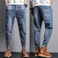 Men's Jeans Loose Straight Feet Simple and Versatile Ripped Feet Casual Nine-point Harem Pants