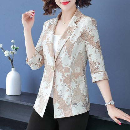 Middle-aged Ladies Mother Coat Western Style Lace Top Fashion Thin Suit