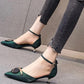 3cm Low Heel Single Shoes Women Stiletto Heel Shoes Temperament Green High Heels Women Pointed Hollow Shoes Women