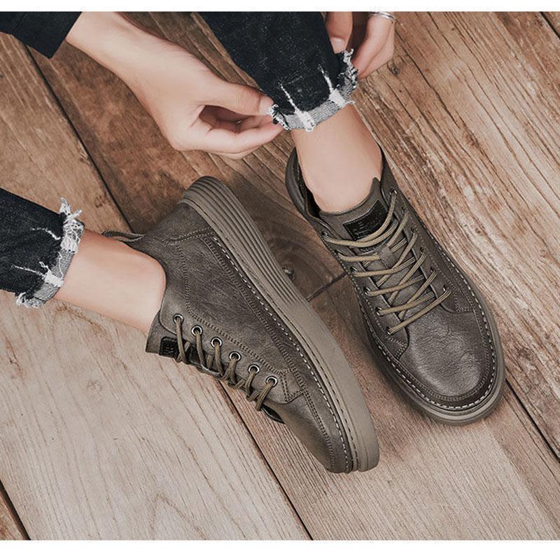 Men's Shoes Spring and Summer Sports and Leisure Shoes British Casual Black Leather Shoes Trend All-match Men's Comfortable Sneakers