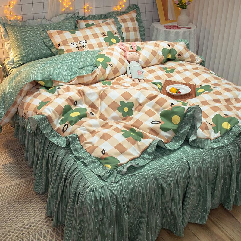 Bedding Sets Quilt Cover Cotton Four-piece Bedding Set Bed Skirt  Bed Linen Bed Cover Princess Style Duvet Cover Bedding Quilt Cover Bed Sheet