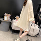 Mid-length Loose Plus Size Sweater Women Long-sleeved V-neck Ripped Tops Spring and Autumn Thin Bottoming Shirt