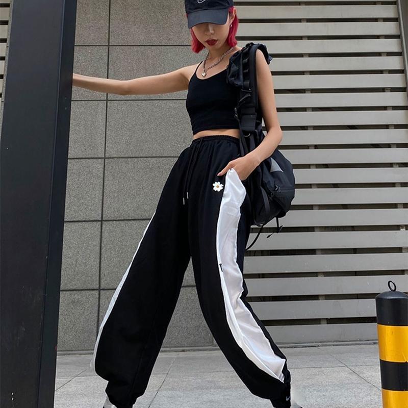 Small Daisy Loose High-waisted Trousers Female Korean Student Wide-leg Leggings Pants Slimming Sports Casual Pants