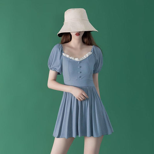 Swimsuit Women Cover Belly Slim Cute One-piece Skirt Swimsuit A-line Skirt Ladies Sweet One-piece Skirt Swimsuit