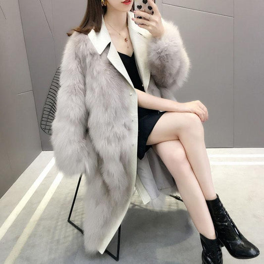 Women's Fur Coat Korean Thickened Imitation Raccoon Fur Woven Coat Autumn and Winter Coat Women