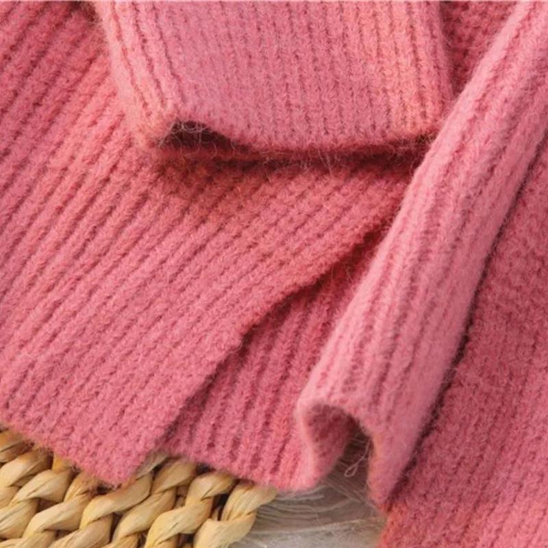 Bear sweater women's pullover loose autumn and winter new solid color loose thick wool sweater coat outer wear