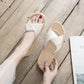 Summer Shoes Women Fashion Slides Slippers Ladies Cross Bandage Slipper for Women Linen Straw Slippers Non-slip Slide On