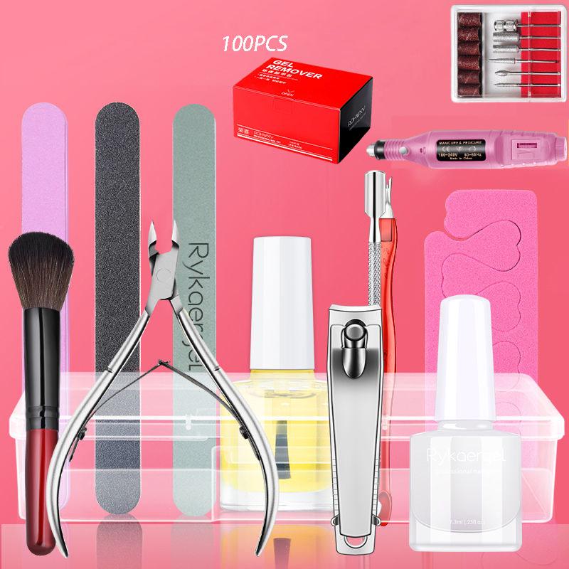 Nail Tools kit Manicure Set Nail Polish Remover cotton Cuticle Pusher polisher Nails care tool set