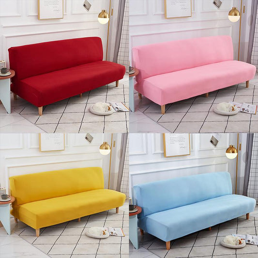 Four Seasons Solid Color Sofa Bed Cover Without Armrest Universal Elastic Folding No Armrest Lazy Sofa Cover