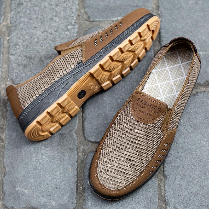 Spring Summer Cloth Shoes Men's Breathable Casual Canvas Shoes Tendon Soles Deodorant Breathable Lazy Net Shoes