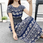 Summer Long Dress Casual Comfort Cotton Dress Plus Size Ethnic Style Short Sleeve Dress