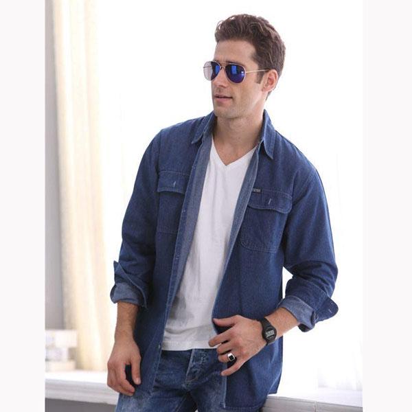 Denim Loose Jacket Long Sleeve Shirt Men's Pocket Jeans Outerwear Casual Spring Summer Cardigan Jacket High Quality Lapel Denim Shirt