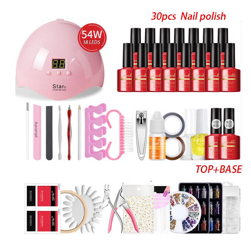 Manicure Set Nail Gel Polish Set For Manicure Nail Art Kit 54W UV Lamp Nail Dryer Extension Tool set