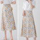 Floral Skirt Women's A-line Skirt High Waist Chiffon Print Midi Skirt Small Daisy Flower Skirt