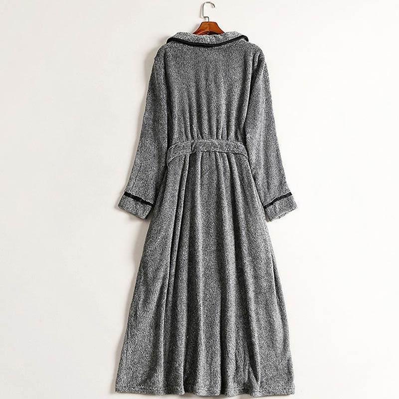 Autumn and Winter Coral Fleece Nightgown Women's Plus Size Pajamas 200 Catties Fat MM Home Service Long Section Over The Knee Flannel Bathrobe