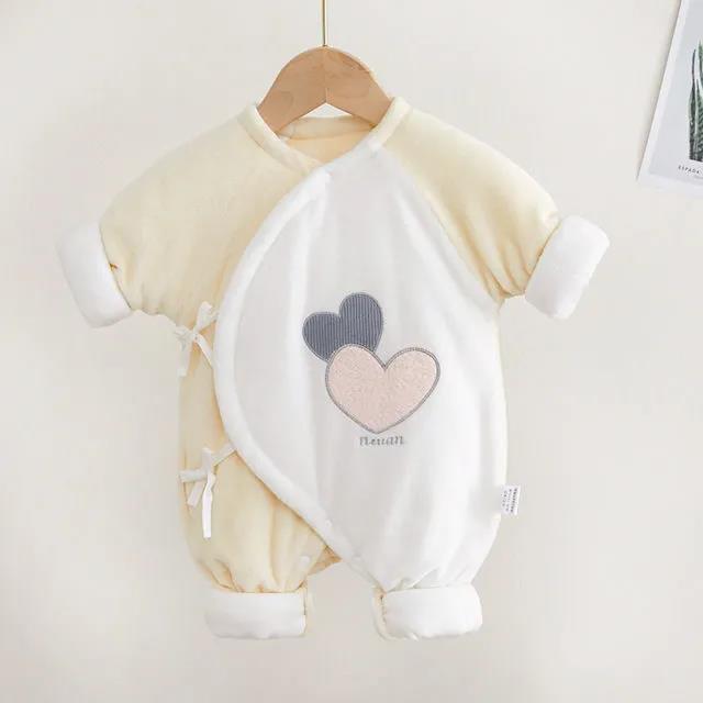 Newborn Bodysuit Thickened Winter Clothes Baby Warm Clothes for 0 To 3 Months Baby Out Hugging Clothes Autumn and Winter