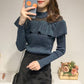 Bright Silk Ruffled Glitter Gold Thread Pullover Long sleeve Knitted Bottoming Sweater