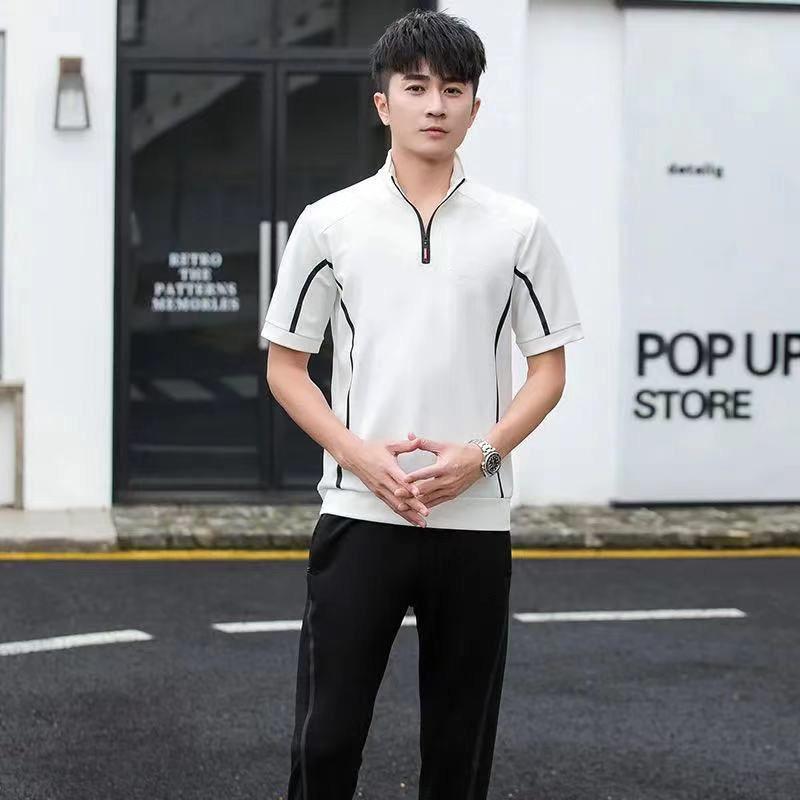 Summer Suit Men's Thin Section Quick-drying Breathable Short-sleeved T-shirt Men's Casual Sports Pants Men's Two-piece Men's Suit