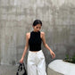 Y2k American Vest Suspenders Women's Sleeveless Slim Fit Crop Top Sexy Slight Stand Collar Shorts Top Steetwear Outerwear Bottoming Shirt Solid Color