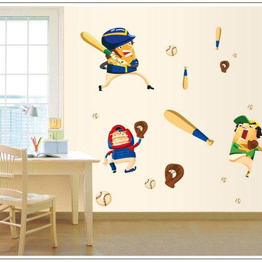 Cute baseball game children's bedroom wall sticker cartoon DIY wall sticker cartoon dog wallpaper