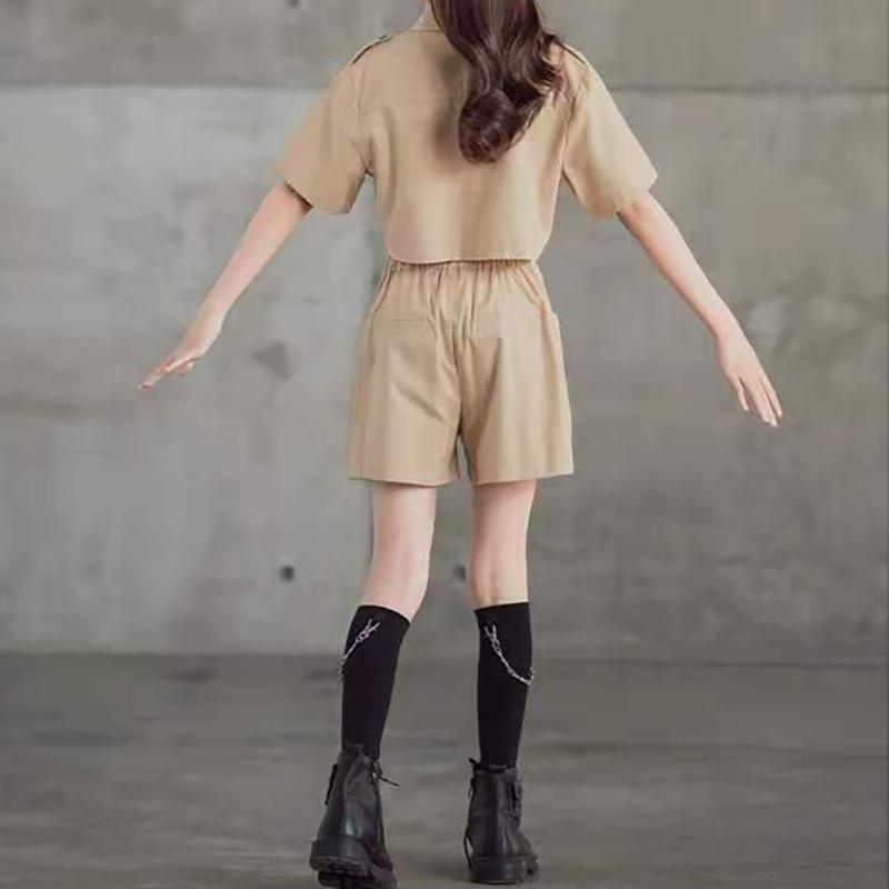 Girls Personality Suit Fashion Trend Heavy Tooling Short-sleeved Two-piece Suit Western Style Parent-child Summer