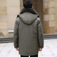 Down Jacket Men's Mid-length Thick Fox Fur Collar Winter Warm Hooded Jacket