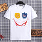 Evil Smile Print T-shirt Street Trend Personality Casual Thin Shirt Loose O-Neck Short Sleeve Tees Men Clothing Summer