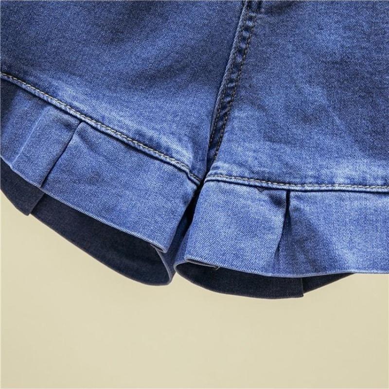 Denim Shorts Women's Summer Korean Style Loose and Thin Student Ruffled All-match High-waist Stretch Pants