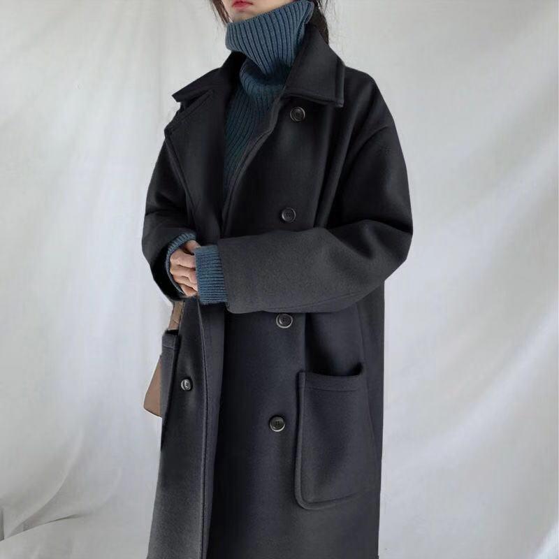 Women's woolen coat in mid-length autumn and winter women's woolen coat was thin woolen coat