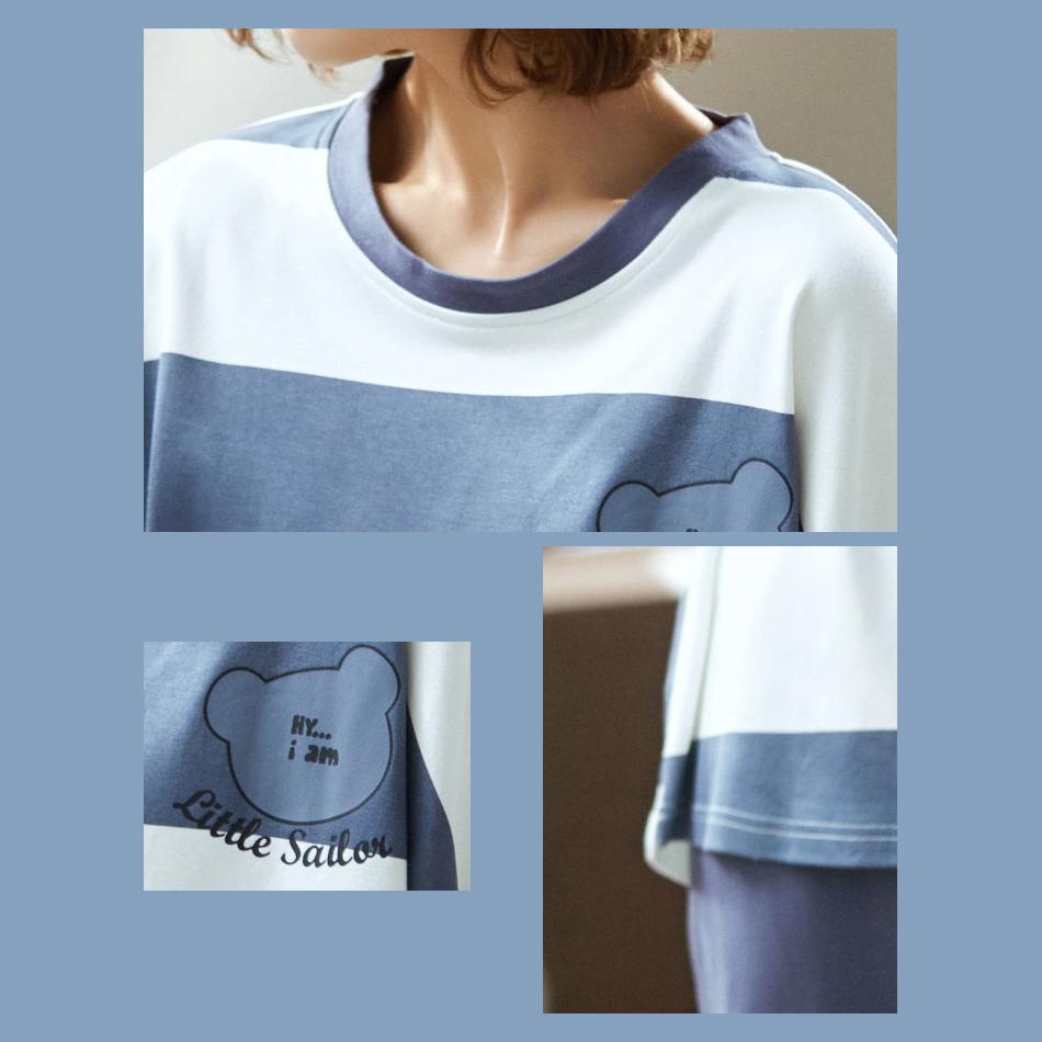 Spring Autumn Pajamas for Women Cotton Home Wear Long Sleeve Sleepwear Set Loose Casual Pyjamas Pullover Nightwear Tops and Pants Suit