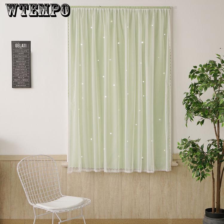 Dormitory Small Curtains Free of Punching Installation Shading Sunshade Finished Simple Curtain