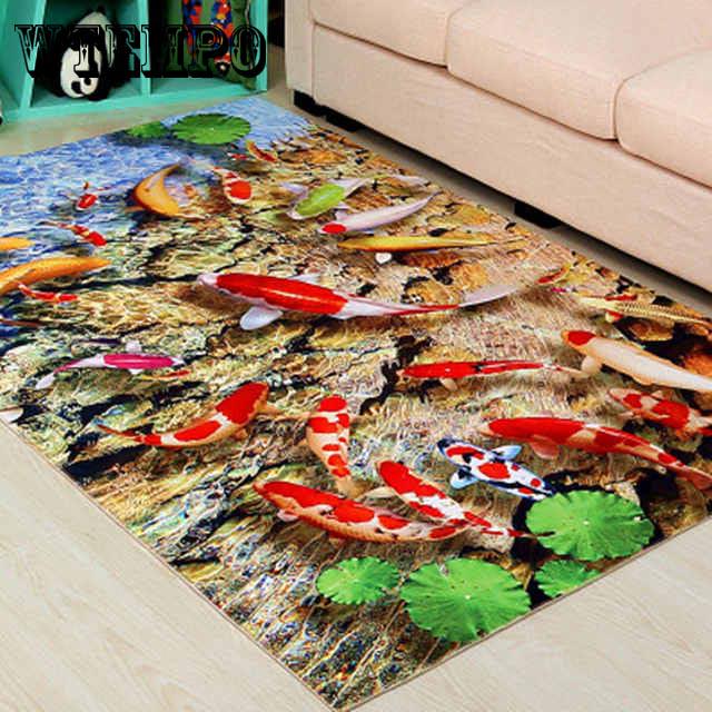 3D Printing Hallway Carpets flower fish Bedroom Living Room Table Rugs Kitchen Antiskid Mats