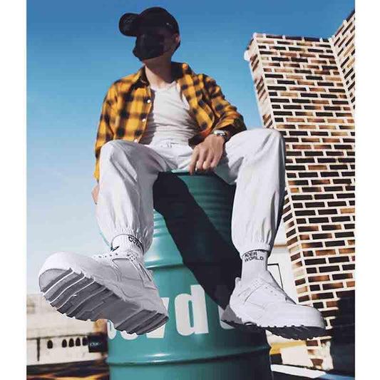 Fashion Comfort Mens Casual White Flat Fashion Daddy Shoes  Leisure Sweat-Absorbant Sneaker Male