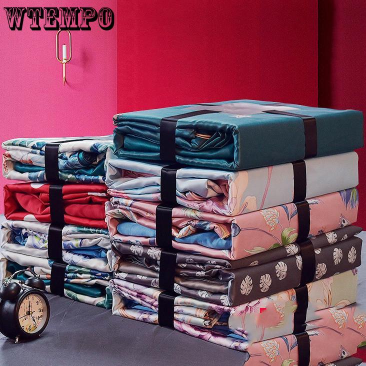 Quilt Cover Ice Silk Simulation Silk Solid Color Double Spell Simulation Silk Satin Soft Pillowcases