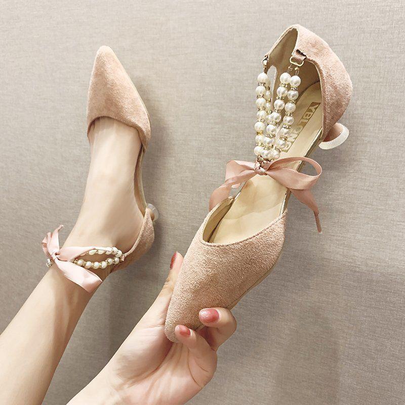 High Heels Female Stiletto Hollow Shoes Pointed Toe Spring and Summer All-match French Style Small High Heel Sandals Lace-up Single Shoes