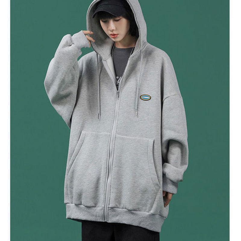 Women's Autumn Korean Style Hooded Cardigan Sweater Ladies Loose and Lazy BF Wind Ins Jacket Casual Zipper Cardigan