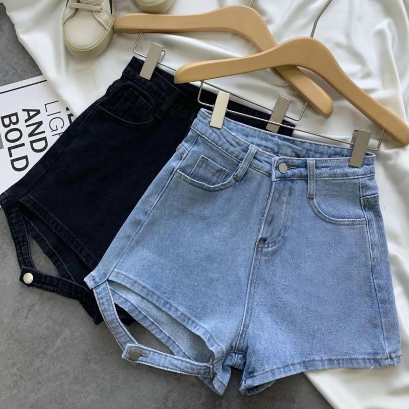 Plus Size Women's Korean Style Summer High Waist Buttoned Denim Shorts Fashion Thin and Long Legs Wide-leg Pants