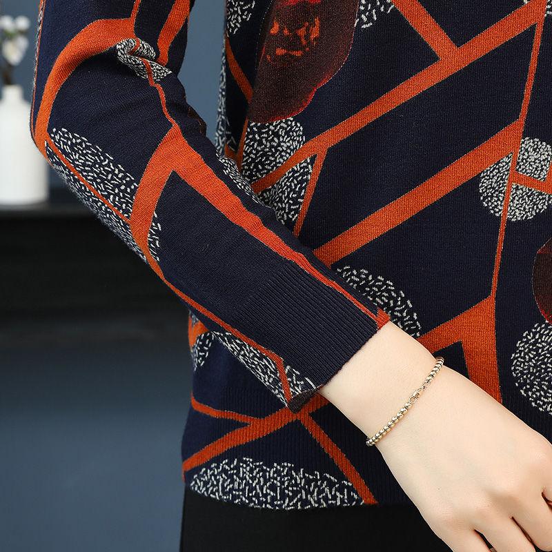 Spring  Autumn Women Short Polka Dot Printed Sweater OL Style Wool Sweater Warm Jumper Top Plus Size Pullover Sweater Outwear