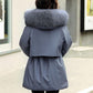 Women's Solid Color Hooded Down Jacket Regular Korean Loose Thick Coat Warm Cotton Coat Large Leather Collar Winter Coat Quilted Coat