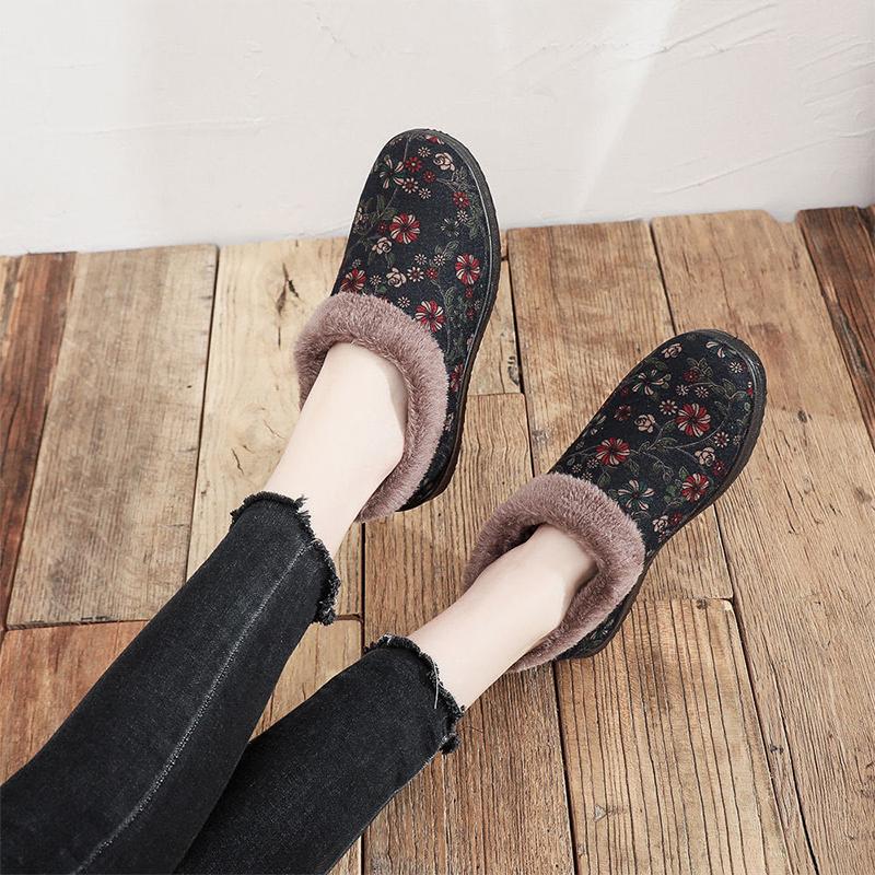 Winter Women's Cotton Shoes Non-slip Warm Shoes Elderly Cotton Shoes Women Winter Plus Velvet, Comfortable Soft Sole
