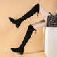 Over-the-knee Boots Women 3cm Suede Flat Bottom and Velvet Lace-up Boots High Boots Knight Boots Women Comfortable